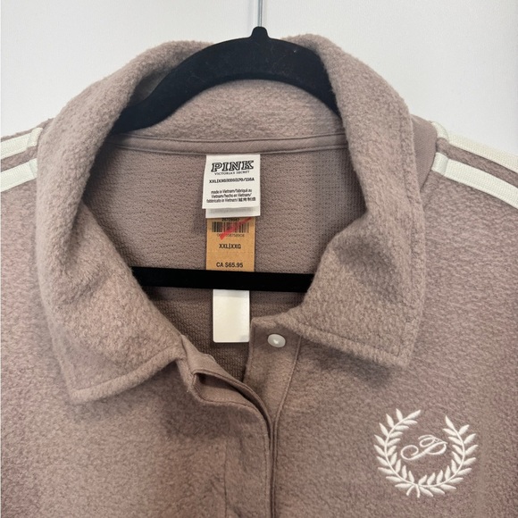 PINK by Victoria's Secret Reverse Fleece Cropped Polo Sweatshirt Rose - Picture 11 of 13